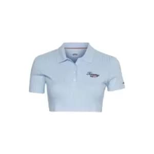 Tommy Jeans Tjw Super Crop Rwb Script Polo - Blue