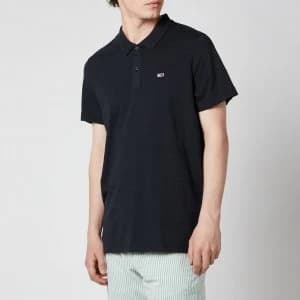 Tommy Jeans Mens Essential Jersey Polo Shirt - Black - L