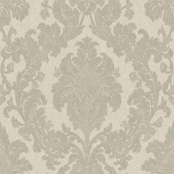 Belgravia Decor Ciara Damask Silver Textured Wallpaper Silver