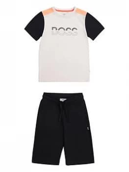 Hugo Boss Logo T-Shirt and Bermuda Shorts Set White/Black Size 14 Years Boys