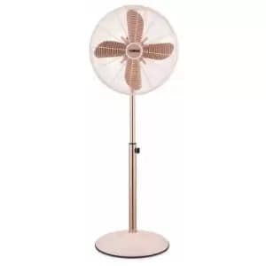 T643000P Cavaletto 16 Metal Pedestal Fan with 3 Speed Oscillating and Copper Motor, 50W, Rose Gold and Pink - Tower