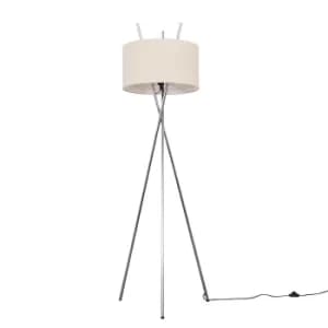 Crawford Chrome Tripod Floor Lamp with XL Mink Reni Shade