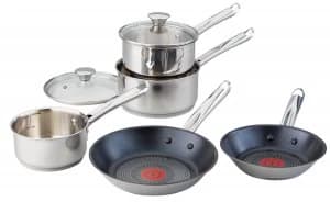 Tefal 5 Piece Non Stick Stainless Steel Pan Set