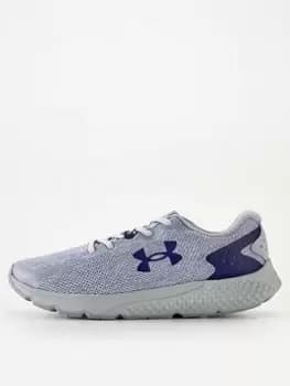 Under Armour Running Charged Rogue 3 Knit Trainers - Grey/Blue, Grey/Blue, Size 9, Men