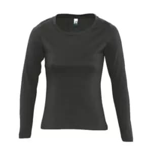 SOLS Womens/Ladies Majestic Long Sleeve T-Shirt (L) (Dark Grey)