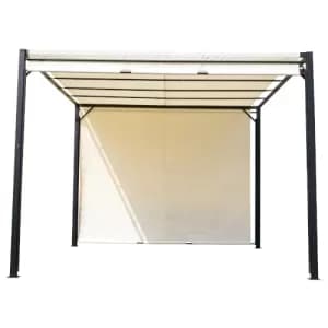 Outsunny Retractable Pergola Canopy, 3Lx3Wx2.3H m-Cream White/Black