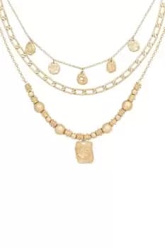 Gold 'Molten Metal' Triple Layered Necklace