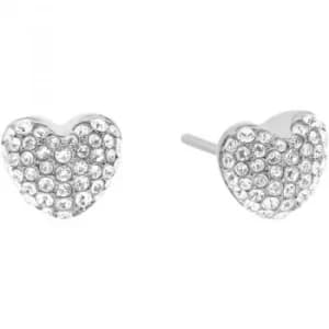 Ladies Michael Kors Silver Plated Heart Motif Stud Earrings