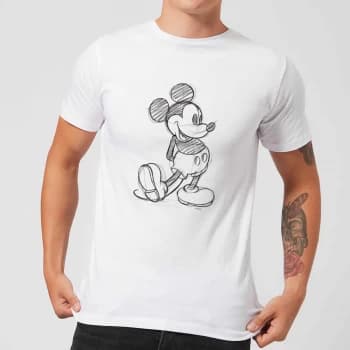 Disney Mickey Mouse Sketch Mens T-Shirt - White - XS