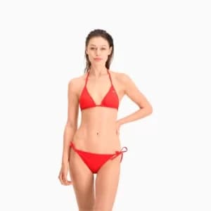 PUMA Swim Womens Triangle Bikini Top Shirt, Red, size Large, Clothing