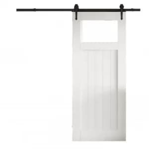 Cottage White Primed Clear Glazed FLB Sliding Barn Door with Urban Track 2073 x 862mm