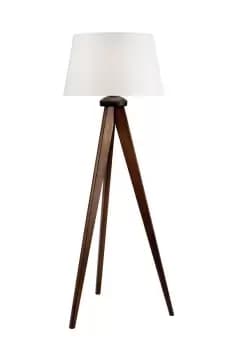 Aida Floor Lamp With Fabric Shade Walnut Oak, 1x E27
