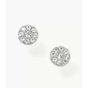 Fossil Womens Sutton Disc Silver-Tone Stainless Steel Stud Earring - Silver