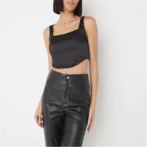 Missguided Satin Square Neck Corset Top - Black