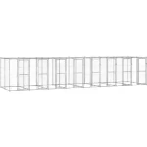 Vidaxl - Outdoor Dog Kennel Galvanised Steel with Roof 19.36 m² Silver