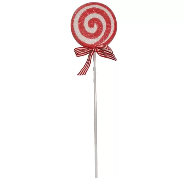 54cm Red and White Spiral Candy Cane Lollipop Christmas Decoration with Stem