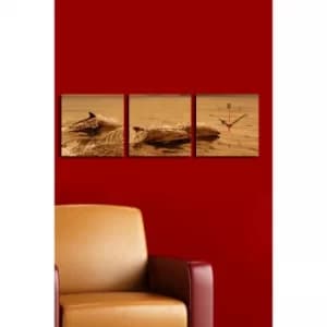 3P2828CS-7 Multicolor Decorative Canvas Wall Clock (3 Pieces)