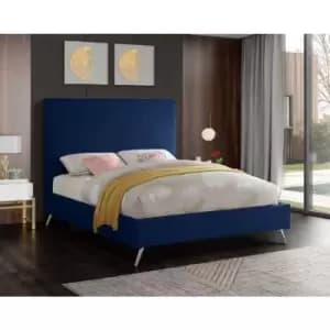 Envisage Trade - Jelson Upholstered Beds - Plush Velvet, Super King Size Frame, Blue - Blue