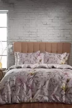 Lavish 200 Thread Count Floral Piped Cotton Sateen Duvet Cover Set