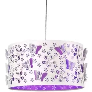 Onli Titilla Childrens Cylindrical Pendant Ceiling Light, White, Purple