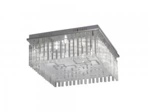 Flush Ceiling 8 Light Polished Chrome, Glass