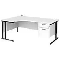 Dams International Left Hand Ergonomic Desk MC18ELP2KWH 1,800 x 1,200 x 725 x 800 - 990 mm