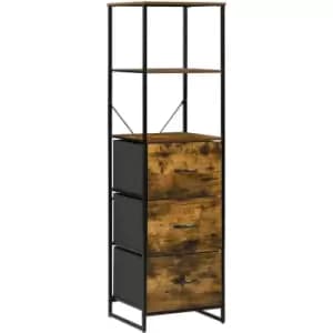 Homcom - Industrial Storage Cabinet with 2 Shelves 3 Fabric Drawers Rustic Brown
