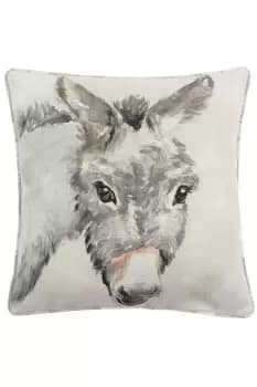 Watercolour Donkey Hand-Painted Piped Cushion
