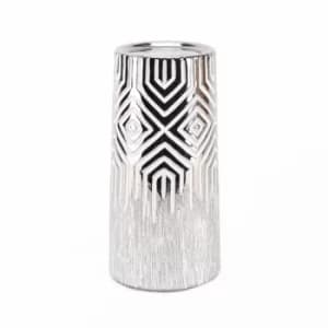 HESTIA Silver & White Geometric Candle Holder