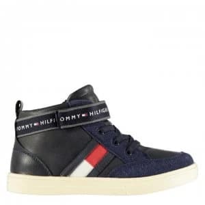 Tommy Hilfiger Strap Infant Boys High Top Trainers - Navy Lthr