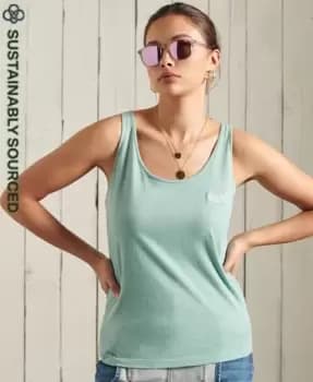 Superdry Womens Organic Cotton Classic Vest Turquoise / Sage Marl - Size: 14
