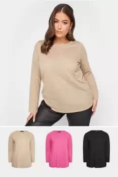 3 Pack Long Sleeve Essential T-Shirt
