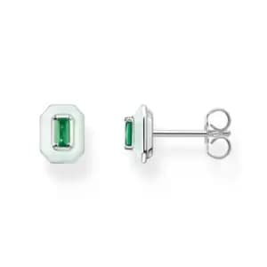 THOMAS SABO Silver Pastel & Emerald Green Octagon Stud Earrings