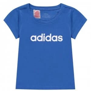 adidas Girls Essentials Linear T-Shirt - Blue/White