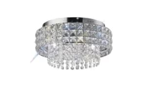 Edison Flush Ceiling Round 4 Light Polished Chrome, Crystal