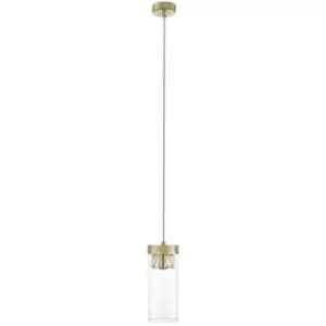 Spring Lighting - Spring Contemporary Slim Pendant Ceiling 1 Light 1 Light Antique Bronze, Crystal