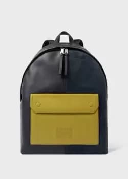 Paul Smith Navy Leather Contrast Pocket Backpack