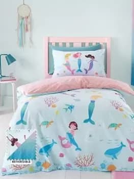 Catherine Lansfield Mermaid Blue Duvet Set - Db, Blue, Size Single