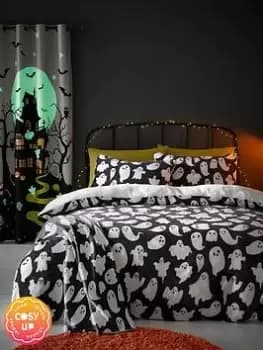 Bedlam Spooky Ghost Double Duvet Set, Grey, Size Double