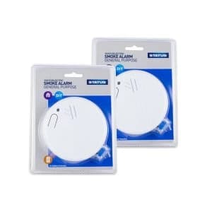 Status Easy Fit Smoke Alarm With 9v Battery Included - 85dB Alarm Pack of 2