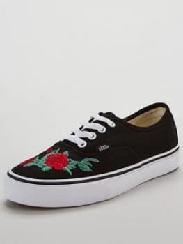 Vans UA Authentic Embroidered Lo Pro Black Red Size 3 Women
