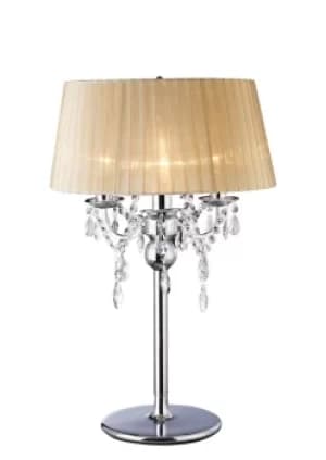 Olivia Table Lamp with Soft Bronze Shade 3 Light Polished Chrome, Crystal