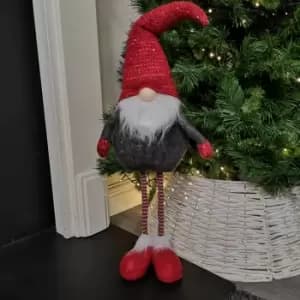 Snowtime 84cm Christmas Plush Red & Grey Standing Gonk Long Legs & LED Illuminated Beard