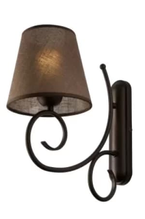 Lorenzo Wall Lamp With Fabric Shade Brown, 1x E27