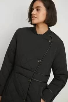 Quilted Longline Belted Coat