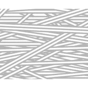 Origin Murals Striped Criss Cross Pattern Grey Wall Mural - 3.5 x 2.8m