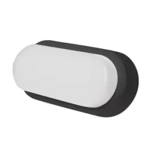 Robus Ohio White/Black Trims 12W Oval Bulkhead - Warm White