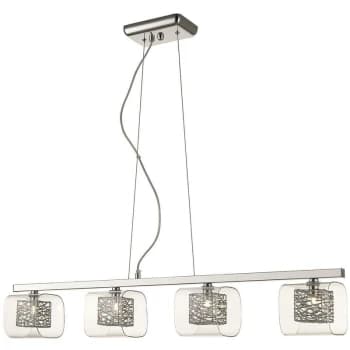 Spring Lighting - 4 Light Ceiling Pendant Bar Mesh Chrome Glass Four, G9