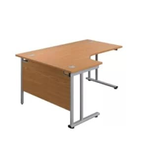 1800 X 1200 Twin Upright Left Hand Radial Desk Nova Oak-Silver