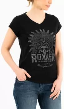 Rokker Indian Bonnet Ladies T-Shirt, black, Size M for Women, black, Size M for Women